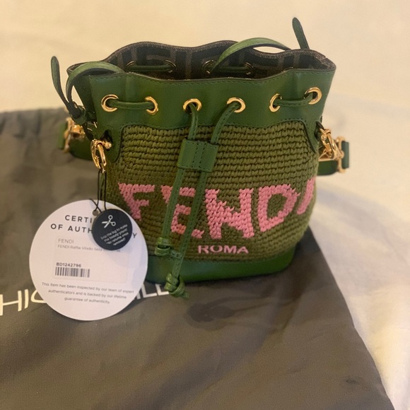 Authentic Fendi Green & Pink Mini Mon Tresor Bucket Bag! - Picture 9 of 9